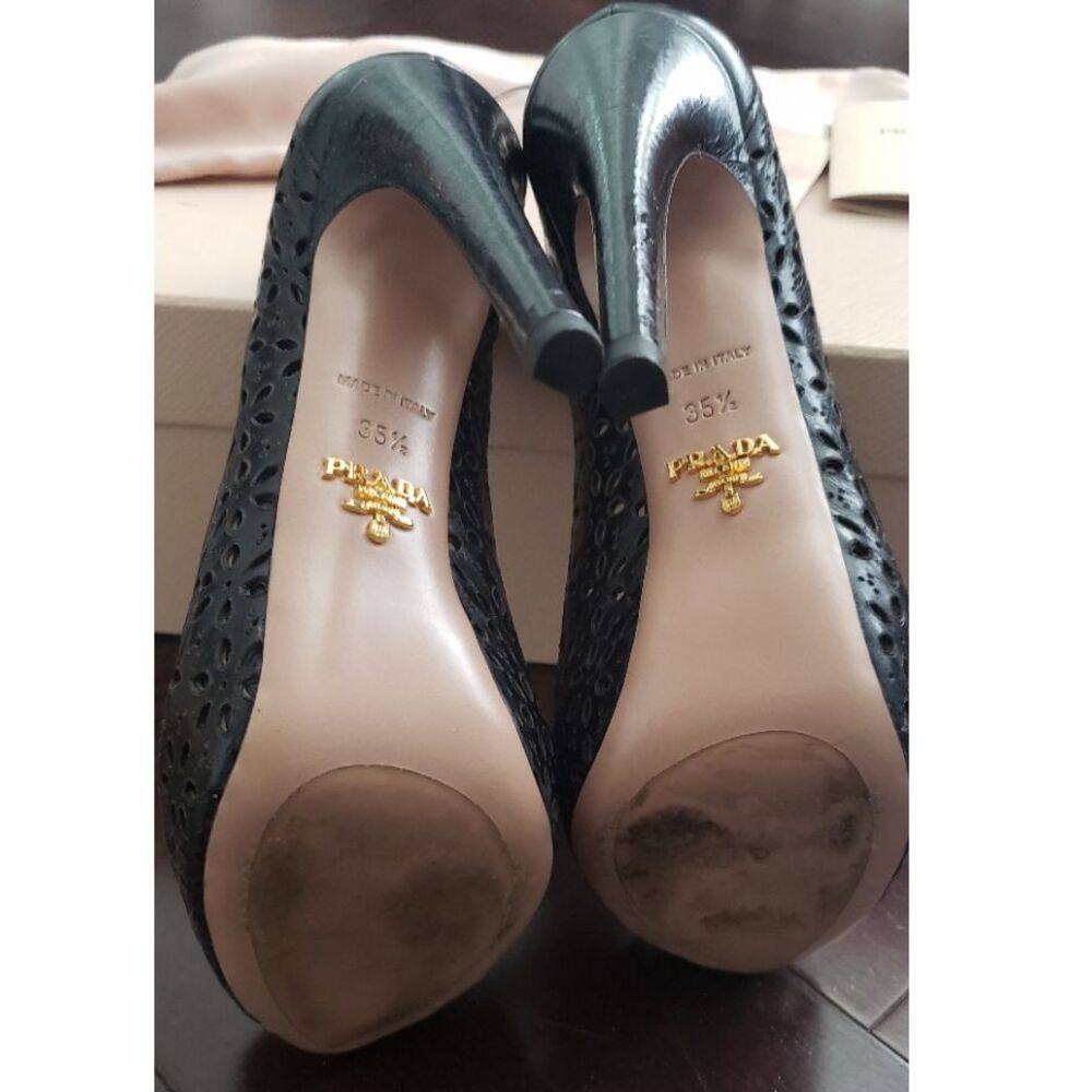 Prada Platform Floral Cutout Peep-toe Stilettos Sz 35.5/5.5‎ Whimsygoth Formal - Picture 6 of 8